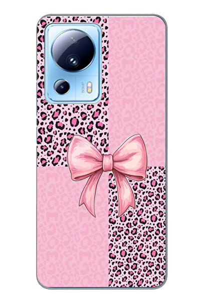 TechTree حافظة سيليكون متوافقة مع هاتف Xiaomi Mi 13 Lite بنمط الفهد الوردي وش...