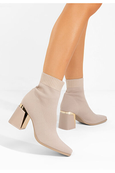 B T Shoes Μποτάκια κάλτσα Mirelina μπεζ