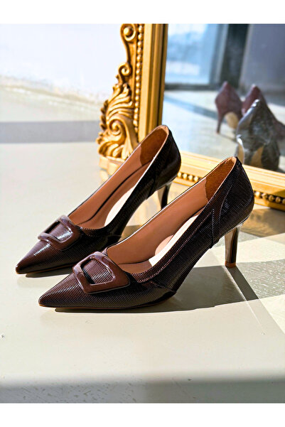 I Love Shoes Finrel Stiletto Light Brown Patent Leather with Buckle Detail