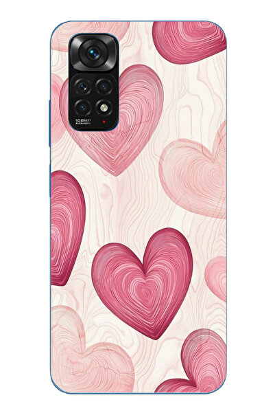 TechTree حافظة سيليكون متوافقة مع هاتف Redmi Note 11-11S باللون الوردي الخطوي...