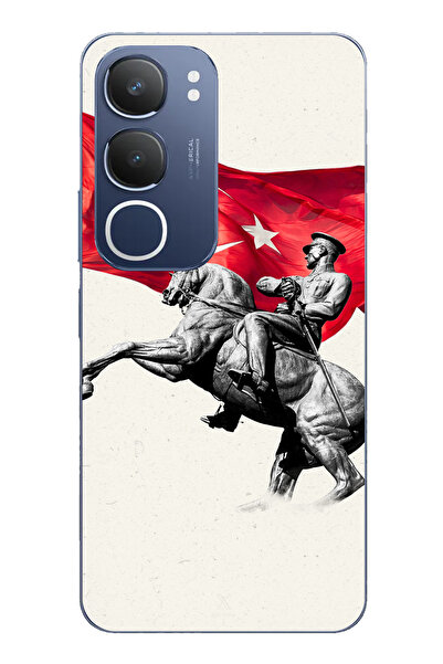 TechTree حافظة سيليكون متوافقة مع هاتف Vivo Y19s بتفاصيل تذكارية لأتاتورك مطبوع