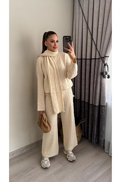 Miasista Atkılı 3 lü Örgü Triko Takım