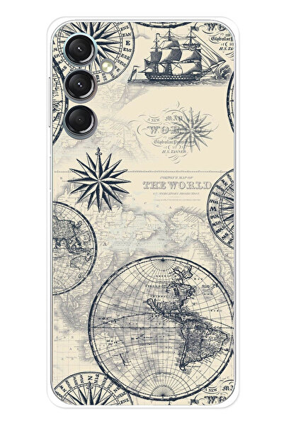 TechTree حافظة سيليكون متوافقة مع هاتف سامسونج جالاكسي A24 تحمل خريطة العالم ...