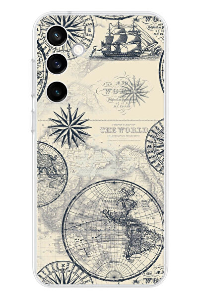 TechTree حافظة سيليكون متوافقة مع هاتف سامسونج جالاكسي S23 FE وخرائط العالم ا...