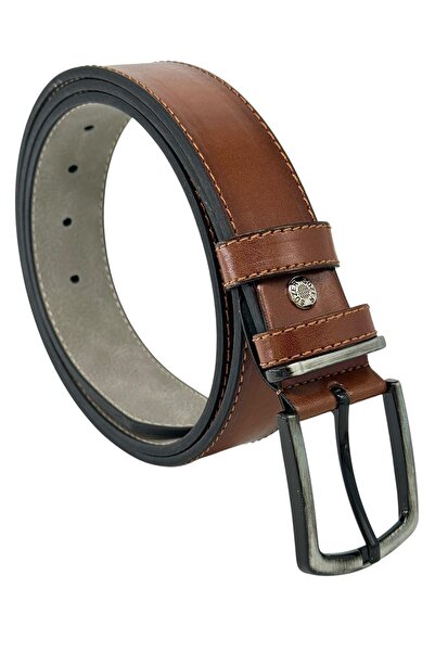 S.S SÜZER DERİ Brown Faux Leather 4 Cm. Wide Yellow Stitched Plain Model Spor...