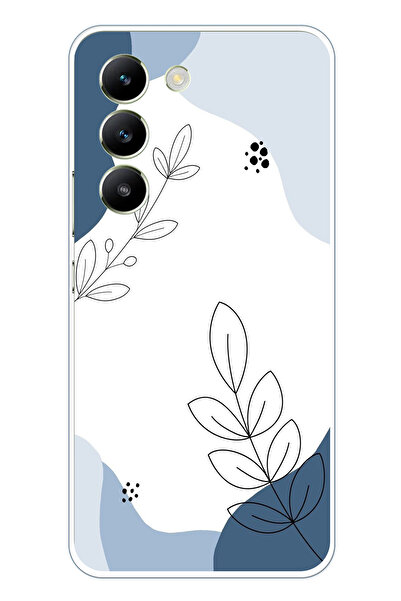 TechTree جراب سيليكون متوافق مع هاتف Vivo V30 Lite بأشكال هادئة زرقاء وخطوط ن...