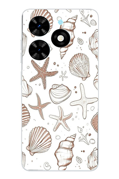 TechTree حافظة سيليكون مطبوع متوافقة مع هاتف Tecno Spark 20-20C مع نجم البحر ...