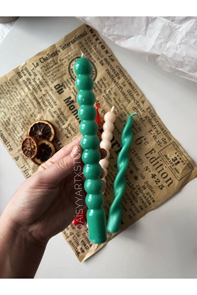 Daisyyartxstudio Bubble şamdan mum yeşil bir adet
