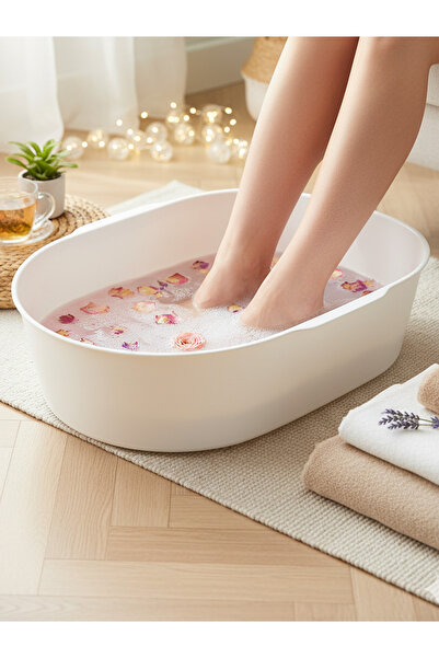 Saatistan Beyaz Pedikür Leğeni, Ayak Bakımı İçin Şık ve Pratik Sehpalsız Tasarım