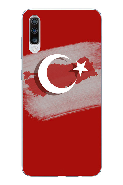 TechTree حافظة سيليكون متوافقة مع هاتف Samsung Galaxy A50-A30S مع خريطة تركيا وعلم تركيا مطبوع