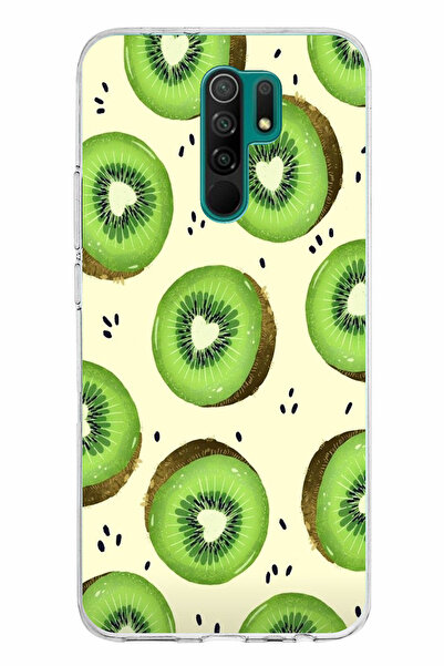 TechTree حافظة سيليكون متوافقة مع Redmi 9 وشرائح الكيوي الأخضر وقلب الكريستال...