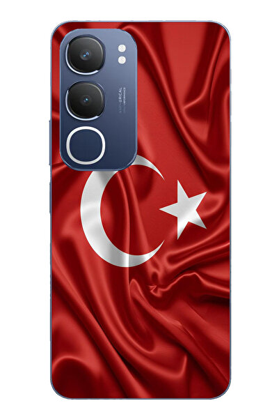 TechTree حافظة سيليكون متوافقة مع علم تركيا مطبوع لهاتف Vivo Y19s