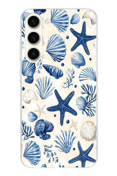 TechTree حافظة سيليكون مطبوع متوافقة مع هاتف سامسونج جالاكسي S24 بلس بنمط صدف...