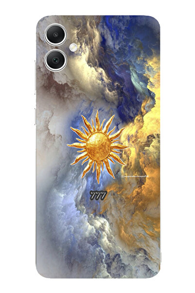 TechTree حافظة سيليكون متوافقة مع هاتف سامسونج جالاكسي A05 777 بتصميم الشمس والسحاب مطبوع