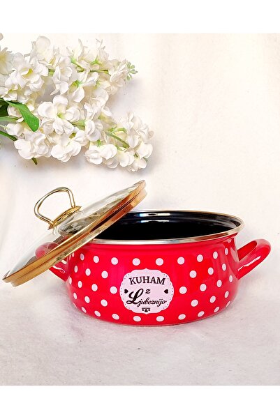 EBRULİEMAYE Kuham Gold Enamel Pot 2.7 Liter Milk Yogurt Soup Pot