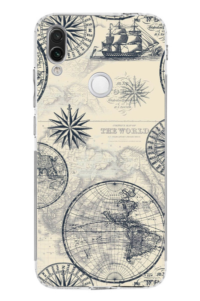 TechTree حافظة سيليكون متوافقة مع هاتف Redmi Note 7-7 PRO وخرائط العالم القدي...