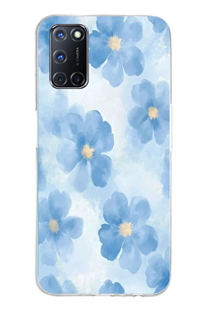 TechTree حافظة سيليكون متوافقة مع هاتف OPPO A52-A72-92 باللون الأزرق مطبوع