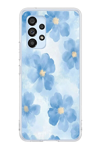 TechTree حافظة سيليكون متوافقة مع هاتف سامسونج جالاكسي A53 باللون الأزرق مطبوع