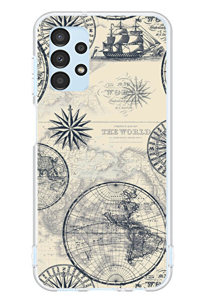 TechTree حافظة سيليكون متوافقة مع هاتف سامسونج جالاكسي A13 تحمل خريطة العالم ...