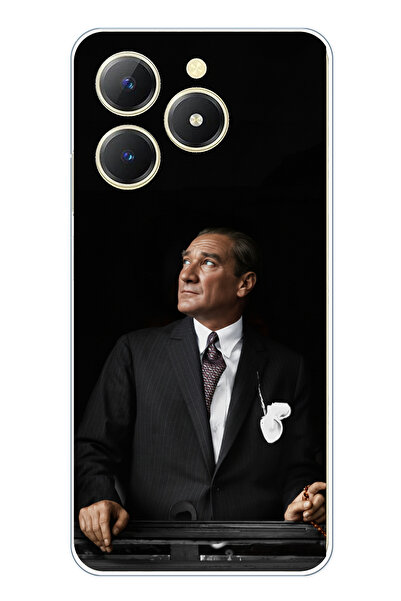 TechTree حافظة سيليكون متوافقة مع هاتف Realme C61 من Ufka Lider Ataturk مطبوع