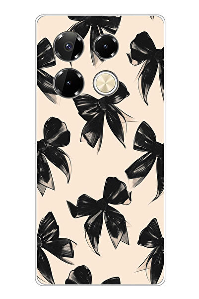 TechTree Infinix Note 40 PRO Uyumlu Siyah Fiyonk Kurdele Baskılı Silikon Kılıf