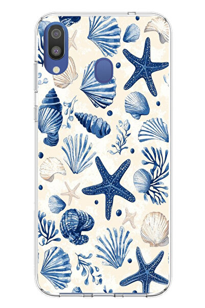 TechTree حافظة سيليكون مطبوع متوافقة مع هاتف سامسونج جالاكسي M20 بنمط صدفة ال...