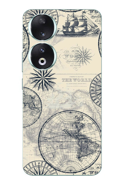 TechTree حافظة سيليكون متوافقة مع Honor 90 وقديمة الطراز تحتوي على خريطة العا...