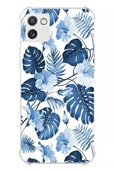 TechTree حافظة سيليكون مطبوع متوافقة مع هاتف سامسونج جالاكسي A03 بنمط أوراق ا...