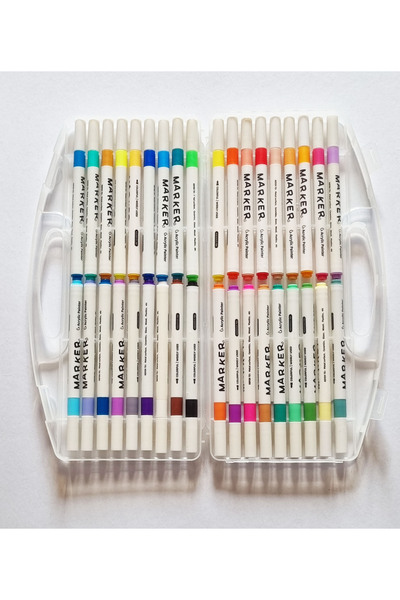 Modellino Akrilik Marker Kalem Şeffaf Beyaz Plastik Çantalı / 24-36-48-60 Ren...