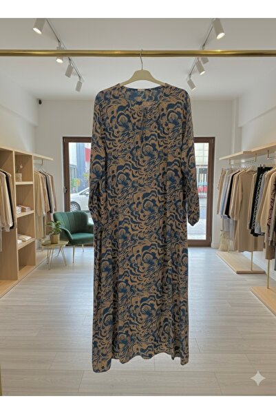 fariza tekstil U-Neck Wide-Cut Viscose Hijab Dress