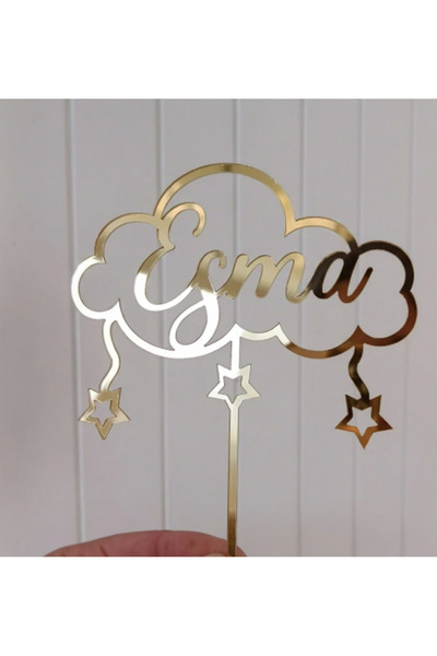 PAŞAOĞLU PLEKSİ Kişiye Özel Bulutlu Pleksi Isimli Pasta Süsü