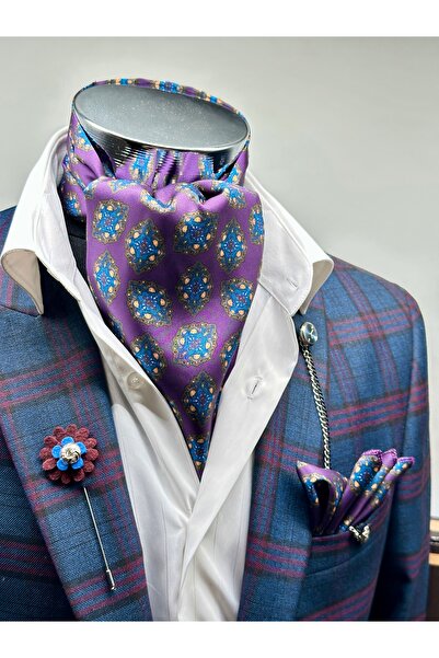 Gutiero وشاح رجالي منقوش باللون الأرجواني