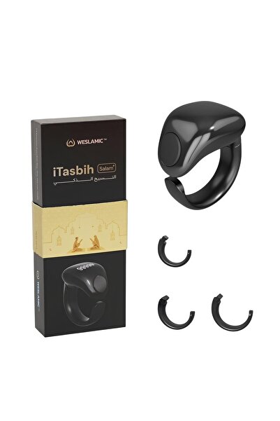 WESLAMIC خاتم تسبيح ذكي مقاوم للماء بأحجام 18 و20 و22 ملم مزود بتنبيه بالاهتزاز، وعداد تسبيح، واتصال بلوتوث