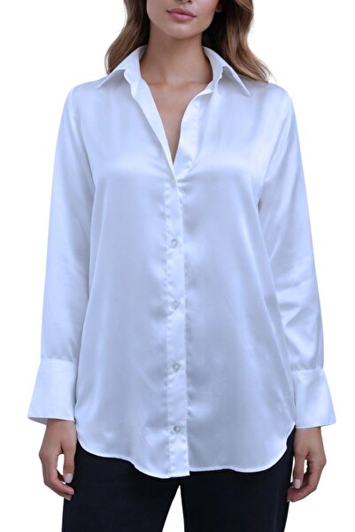Qualia Butik Women's Button Detailed Satin Shirt