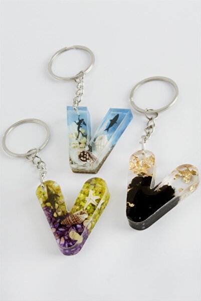 ZERO LAND 1614603749 Γράμμα V (230346) Εποξειδικό μπρελόκ-χρωματιστό