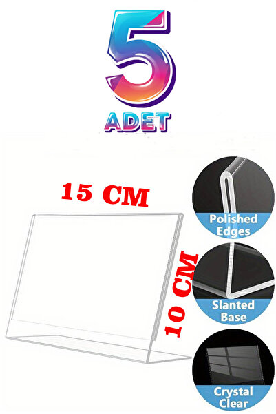 HYL A6 L Tipi Yatay Pleksi Föylük Şeffaf Masaüstü Broşürlük ve Menülük Akrilik Stand 10X15 CM (5 ADET)