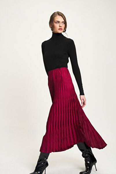 Lijuri Fusta din satin plisat din material elastic 4070 R3-H-K3