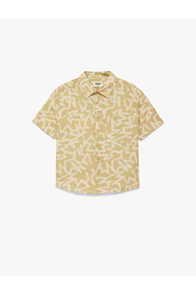 Koton Short Sleeve Cotton Patterned Button down Shirt