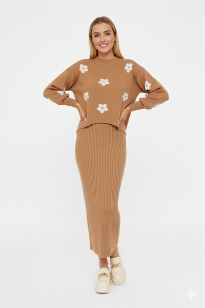 DTBUTİK Set de rochii pulover cu model de flori