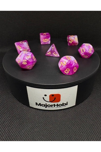 Major Hobi مجموعة نرد DND FRP مكونة من 7 قطع - نمط رخامي باللون الأرجواني الو...