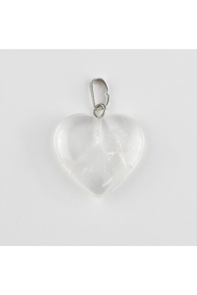 ZERO LAND 1615956749 حجر كوارتز طبيعي على شكل قلب (225659) قلادة - شفاف