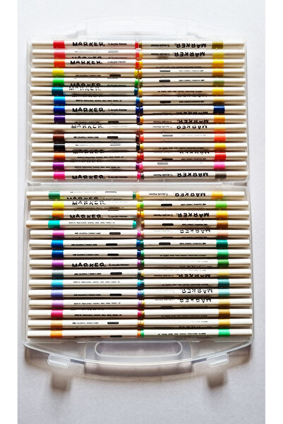 Modellino Akrilik Marker Kalem Şeffaf Beyaz Plastik Çantalı / 24-36-48-60 Ren...