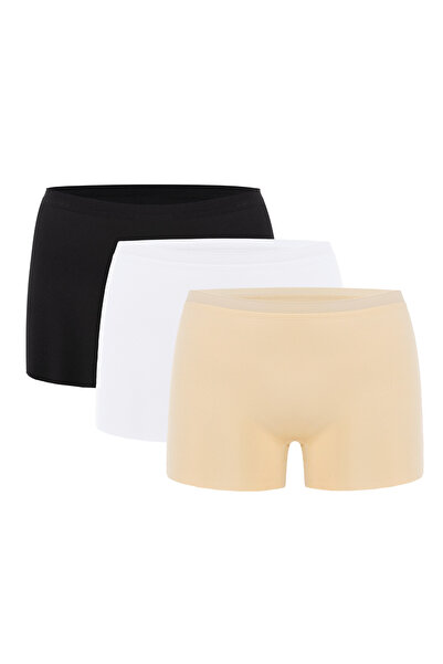Derucce Kadın 3’lü Paket Lazer Kesim Dikişsiz Boxer Seti - İz Yapmaz Renkli K...