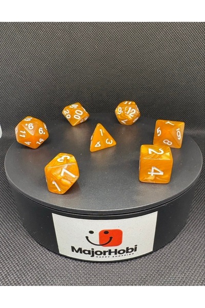 Major Hobi مجموعة نرد DND FRP مكونة من 7 قطع - بني لؤلؤي |   مجموعة نرد ألعاب...