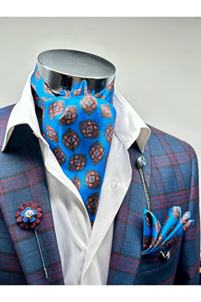 Gutiero Синій чоловічий шарф з візерунком