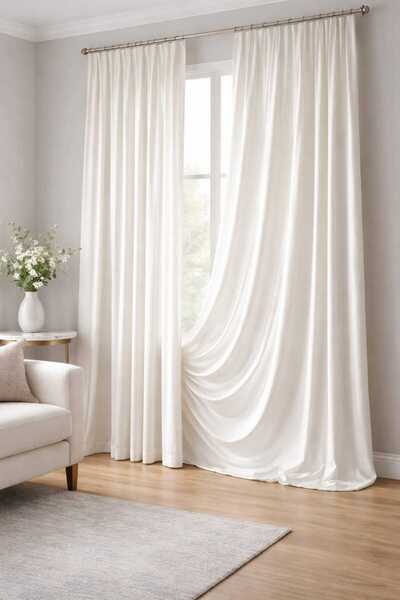 hatay perde Beyaz Saten Güneşlik – Fon Veya Tül Fark Etmez, Her Kombine Yakış...