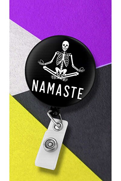 chic crazze حامل بطاقة يويو معدني بتصميم هيكل عظمي يحمل موضوع اليوغا والأشعة ...