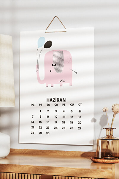 Grafiklas 2026 A4 Duvar Takvimi 21x30 cm – İskandinav Pastel Minimal Tasarım 12 Yaprak Asmalı