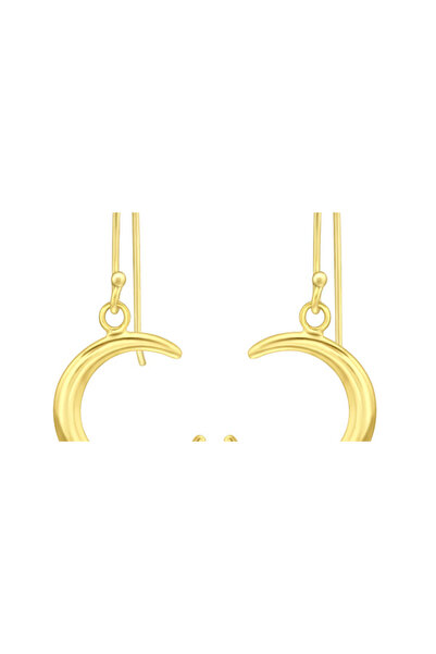 All4Silver Golden Crescent - Silver 925 Earrings Without Stones