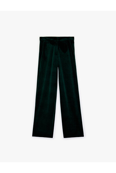 Koton بنطلون مخملي واسع الساق بقصة مريحة مع جيوب